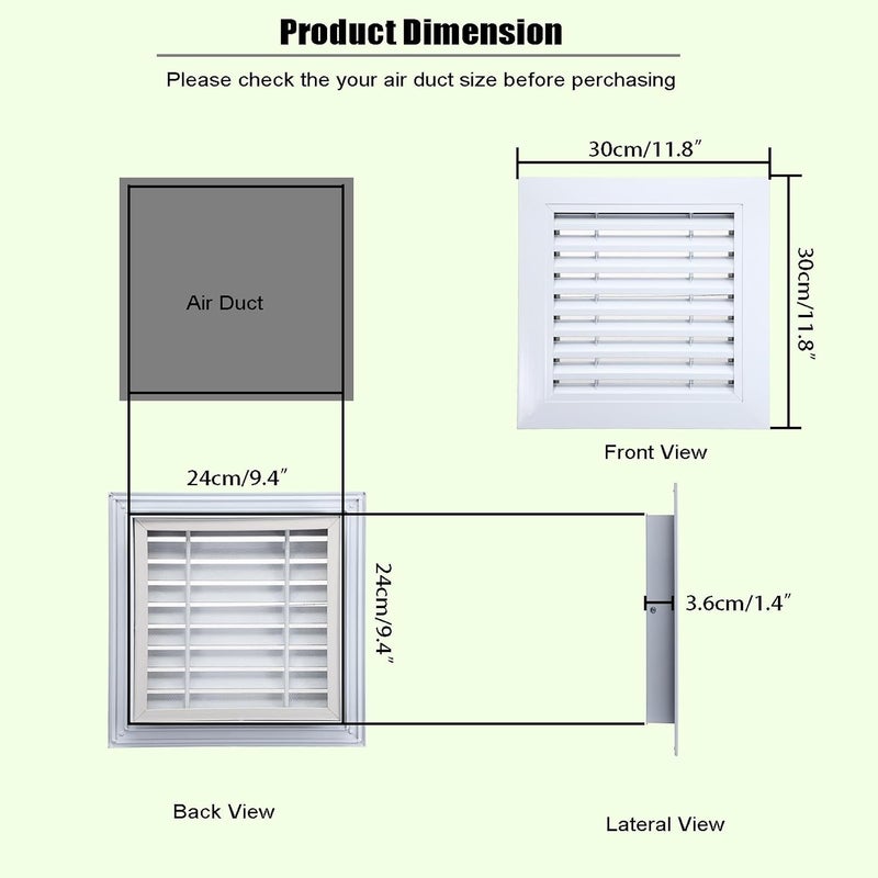 Kokone Gable Vent 2 Pcs 12''X12'' Aluminum Shed Vent with Screen and Screws Stylish Sturdy Attic Vent for Home Wall Ceiling Ventilation Garage Vent for Removing Heat and Humidity,White - Image 3